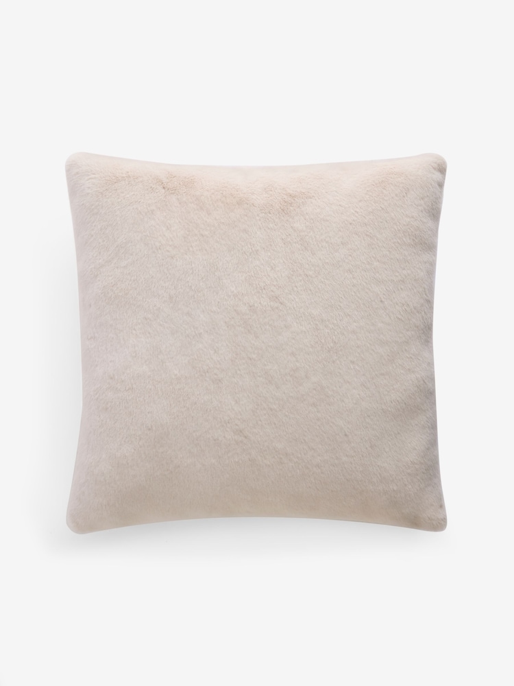 Ivory 59 x 59cm Cosy Plush Faux Fur Cushion - Image 4 of 4 Ivory 59 x 59cm Cosy Plush Faux Fur Cushion - Image 4 of 4