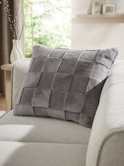 Grey 59 x 59cm Jasper Checkerboard Cushion - Image 1 of 6