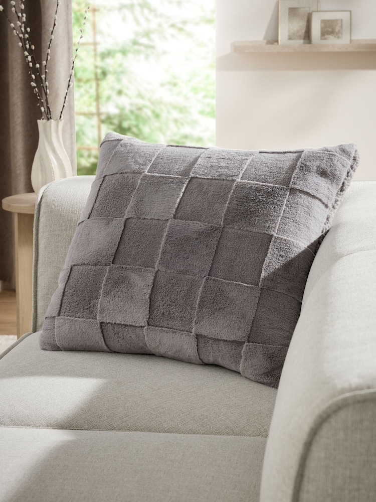 Grey 59 x 59cm Jasper Checkerboard Cushion - Image 1 of 6