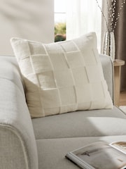 Ivory 59 x 59cm Jasper Checkerboard Cushion - Image 1 of 5
