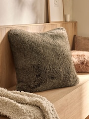 Brown 59 x 59cm Bear Faux Fur Cushion - Image 1 of 6