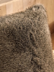Brown 59 x 59cm Bear Faux Fur Cushion - Image 3 of 6