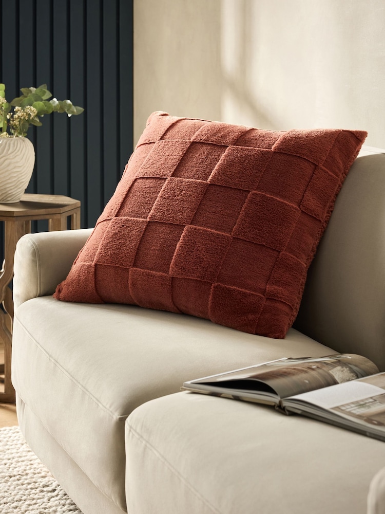 Orange 59 x 59cm Jasper Checkerboard Cushion - Image 1 of 6