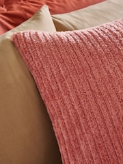 Orange 50 x 50cm Stripe Texture Fleece Cushion - Image 2 of 4