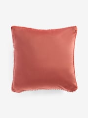 Orange 50 x 50cm Stripe Texture Fleece Cushion - Image 3 of 4