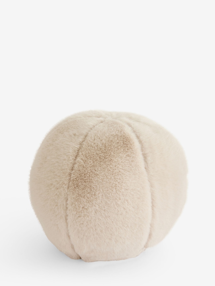 Ivory Round Cosy Plush Faux Fur Cushion - Image 2 of 3 Ivory Round Cosy Plush Faux Fur Cushion - Image 2 of 3