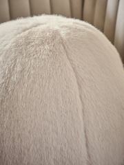Ivory Round Cosy Plush Faux Fur Cushion - Image 3 of 3
