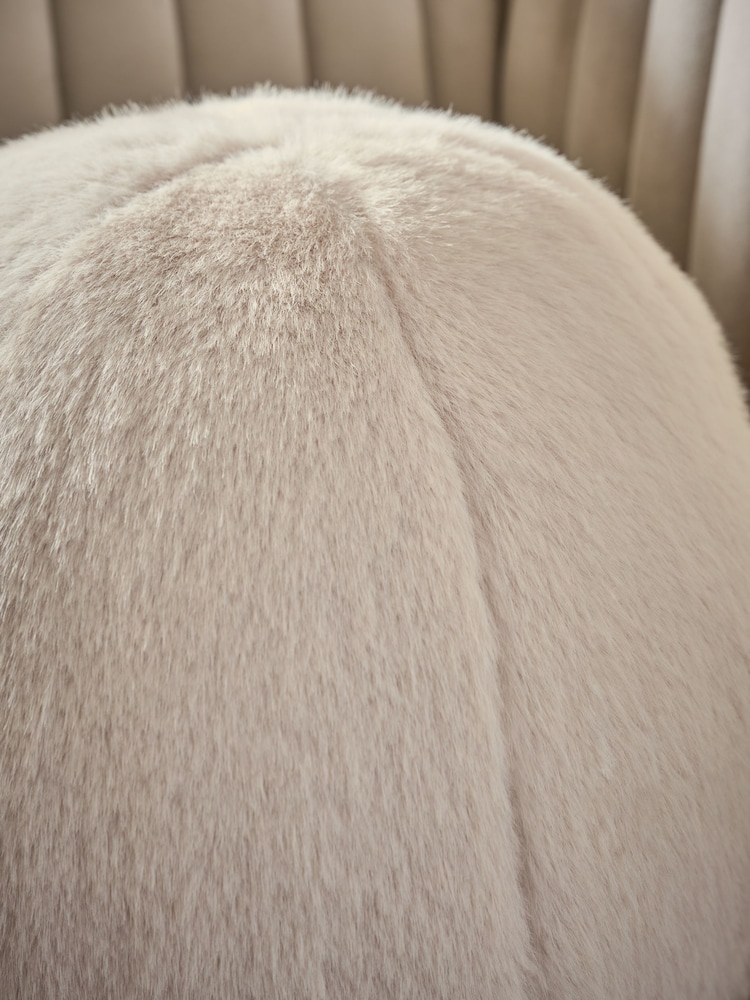 Ivory Round Cosy Plush Faux Fur Cushion - Image 3 of 3 Ivory Round Cosy Plush Faux Fur Cushion - Image 3 of 3