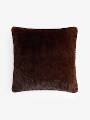 Brown 50 x 50cm Fox Faux Fur Cushion - Image 3 of 5