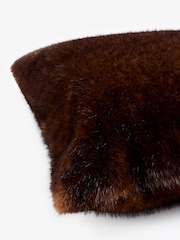 Brown 50 x 50cm Fox Faux Fur Cushion - Image 4 of 5