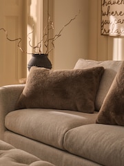 Mink Brown 59 x 59cm Cosy Plush Faux Fur Cushion - Image 1 of 6