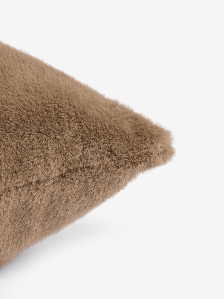 Mink Brown 59 x 59cm Cosy Plush Faux Fur Cushion - Image 6 of 6