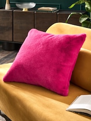 Fushsia Pink 50 x 50cm Cosy Plush Faux Fur Cushion - Image 1 of 5