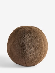 Mink Brown Round Cosy Plush Faux Fur Cushion - Image 2 of 3