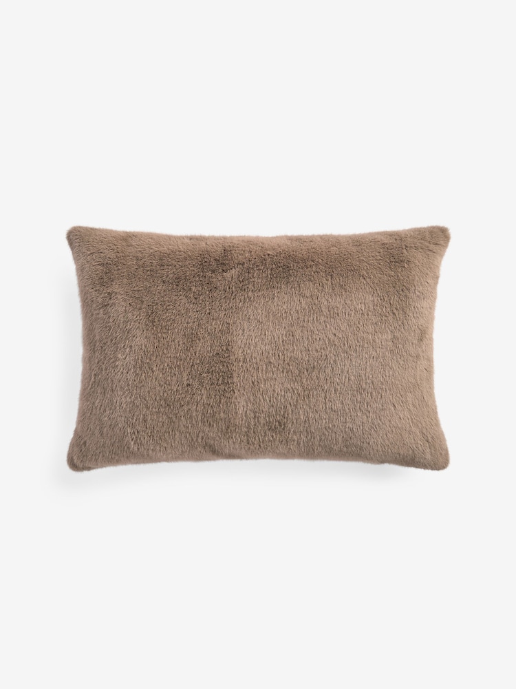 Mink Brown 40 x 59cm Cosy Plush Faux Fur Cushion - Image 2 of 4 Mink Brown 40 x 59cm Cosy Plush Faux Fur Cushion - Image 2 of 4