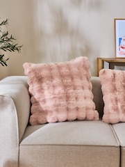 Pink 59 x 59cm Aspen Faux Fur Cushion - Image 1 of 6