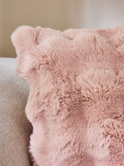 Pink 59 x 59cm Aspen Faux Fur Cushion - Image 3 of 6