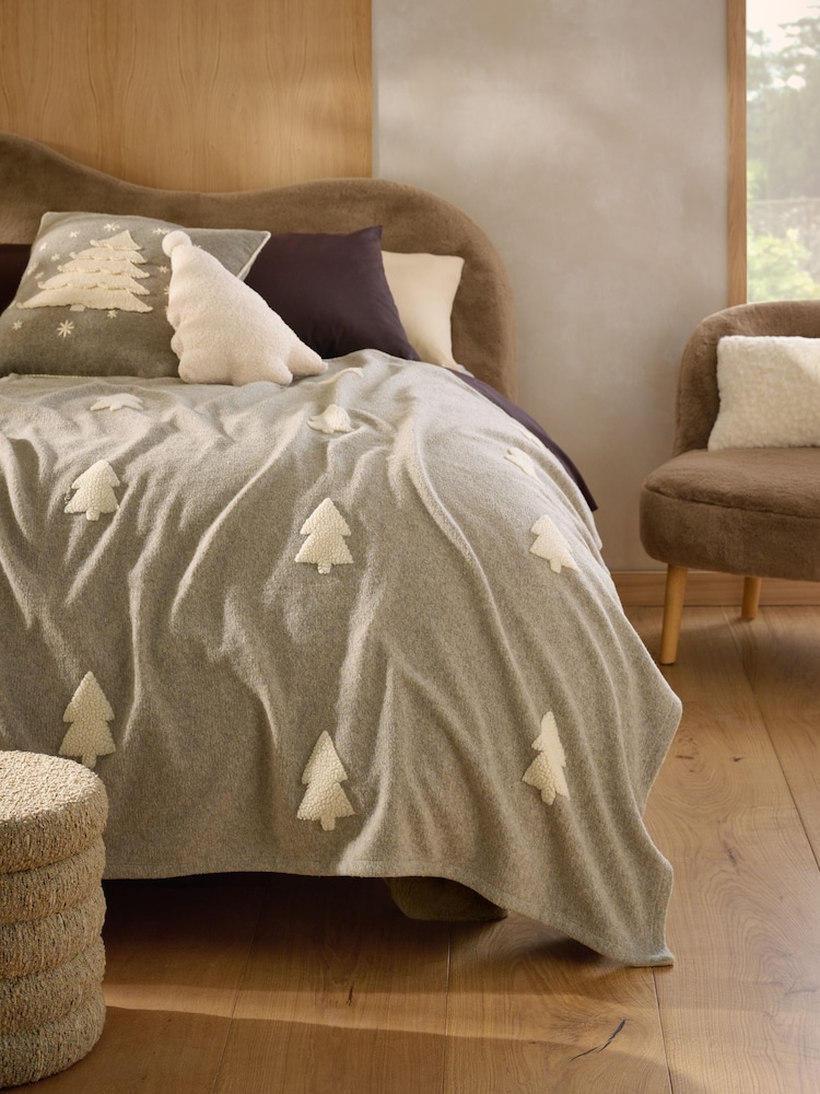 Grey Tufted Borg Tree Throw - Image 1 of 5 Grey Tufted Borg Tree Throw - Image 1 of 5