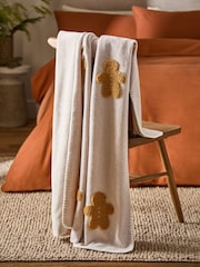 Light Natural Gingerbread Borg Fleece Throw - Image 3 of 5