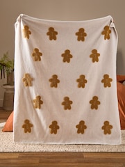 Light Natural Gingerbread Borg Fleece Throw - Image 4 of 5