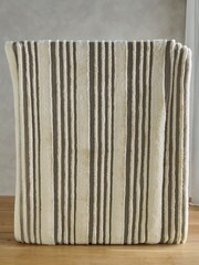 Dark Natural Carved Stripe Faux Fur Throw - Image 4 of 5