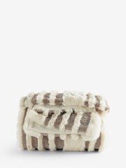 Dark Natural Carved Stripe Faux Fur Throw - Image 5 of 5