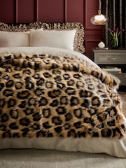 Long Leopard Print Faux Fur Throw - Imagen 1 de 5