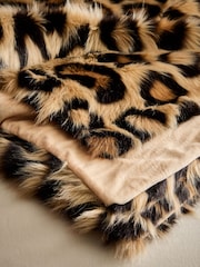 Long Leopard Print Faux Fur Throw - Imagen 3 de 5