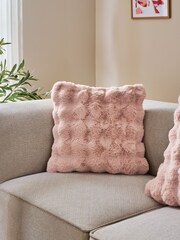 Pink 50 x 50cm Aspen Faux Fur Cushion - Image 1 of 6