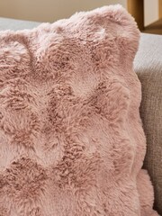 Pink 50 x 50cm Aspen Faux Fur Cushion - Image 3 of 6
