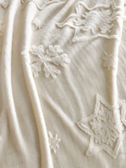 Ivory Christmas Snow Flake Cut Fur Throw - Image 4 of 5