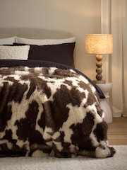 Brown Abstract Cow Print Faux Fur Throw - Image 1 of 5