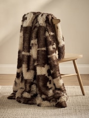 Brown Abstract Cow Print Faux Fur Throw - Image 2 of 5