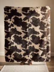 Brown Abstract Cow Print Faux Fur Throw - Image 4 of 5