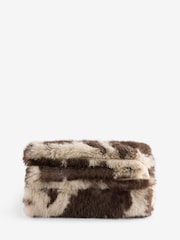 Brown Abstract Cow Print Faux Fur Throw - Image 5 of 5