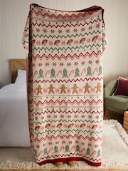 Red Christmas Fairisle Pattern Knit Throw - Image 3 of 6