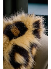 50 x 50cm Long Leopard Print Faux Fur Cushion - صورة 2 من 5