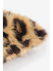 50 x 50cm Long Leopard Print Faux Fur Cushion - صورة 4 من 5