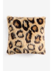 50 x 50cm Long Leopard Print Faux Fur Cushion - صورة 5 من 5