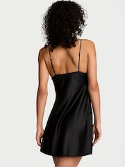 Victoria's Secret Black Sheer Rose Satin Mini Slip Dress - Image 2 of 3