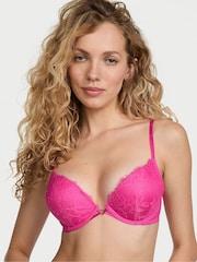 Victoria's Secret Ultra Pink Add 2 Cups Push Up Bombshell Rose Lace Bra - Image 1 of 2