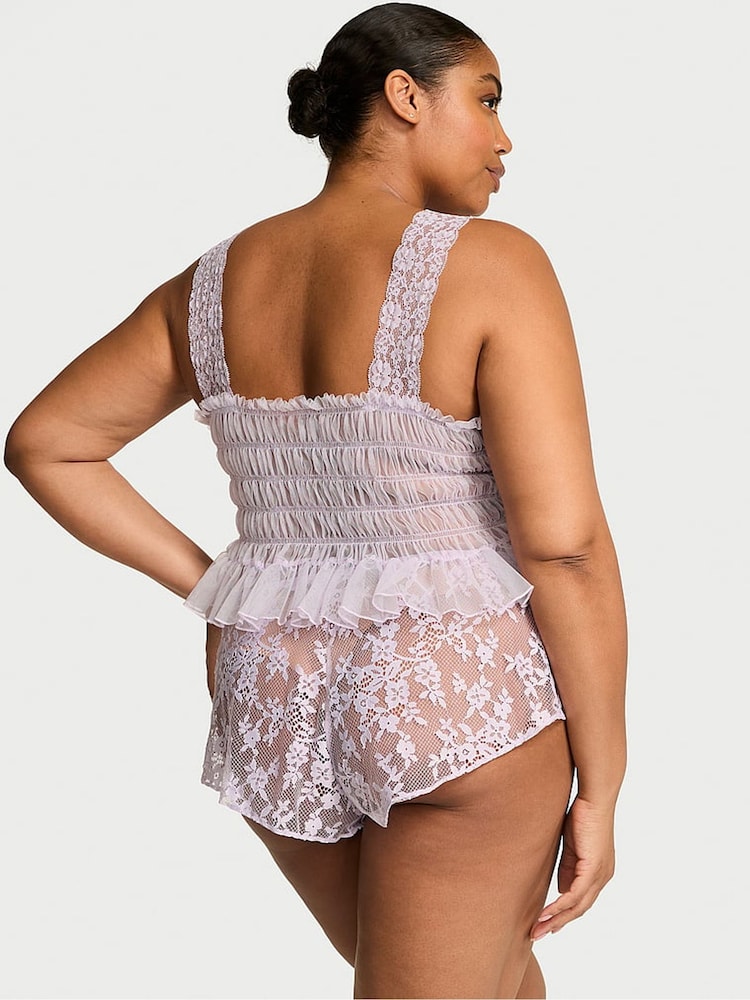 Victoria's Secret Feather Purple Lace Cami & Flutter Short Set - Image 2 of 3