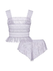 Victoria's Secret Feather Purple Lace Cami & Flutter Short Set - Image 3 of 3