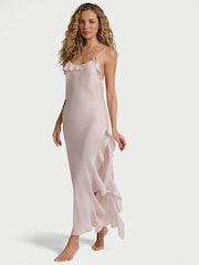 Victoria's Secret Gray Lilac Silky Flutter Ruffled Slip Dress - Image 1 of 3