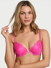Victoria's Secret Ultra Pink Push Up Rose Lace Bra - Image 1 of 2