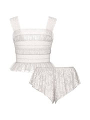Victoria's Secret Coconut White Lace Cami & Flutter Short Set - Image 3 of 3