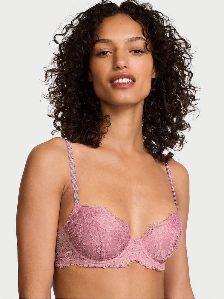 Victoria's Secret Dusk Mauve Pink Lightly Lined Demi Twinkle Strap Bra - Image 1 of 2