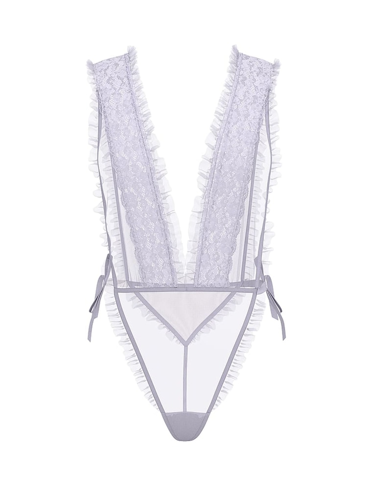 Victoria's Secret Feather Purple Lace Sheer Bodysuit - Image 3 of 3