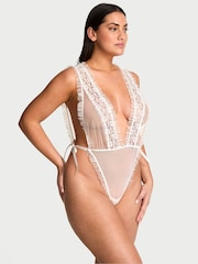 Victoria's Secret Coconut White Lace Sheer Bodysuit - Image 1 of 2