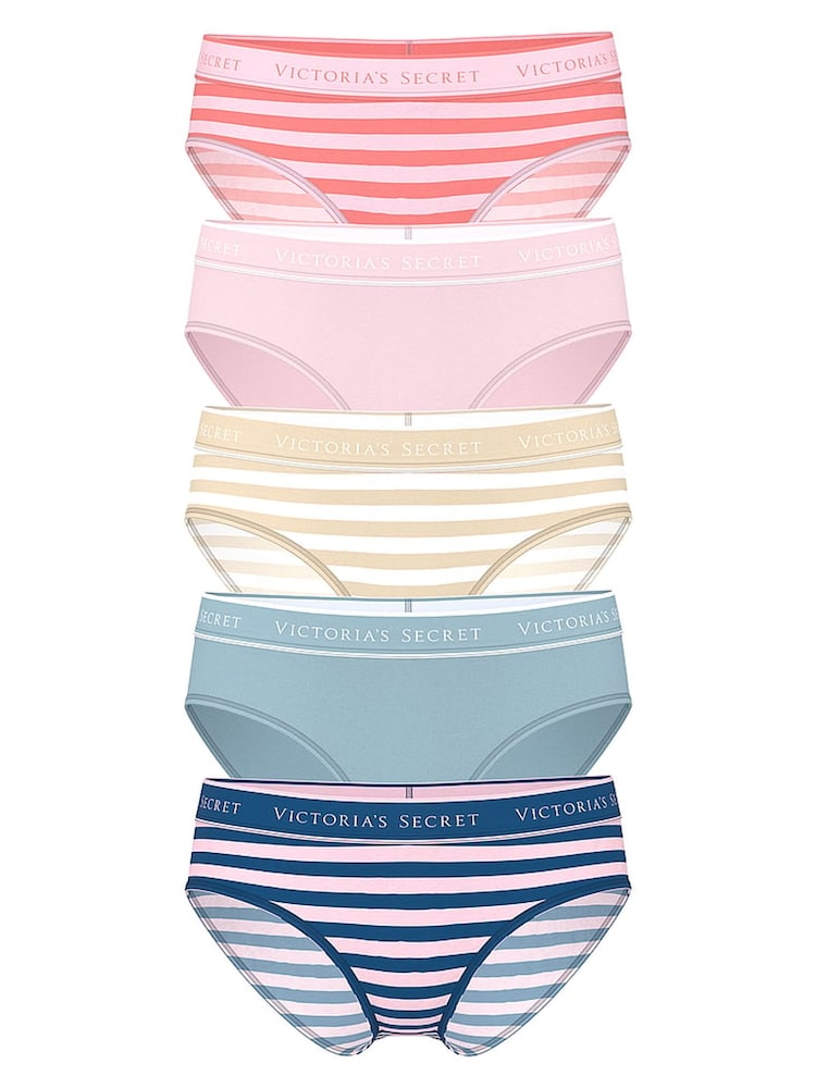 Victoria's Secret RedPinkYellowBlue Hipster Logo 5 Pack Knickers - Image 1 of 2